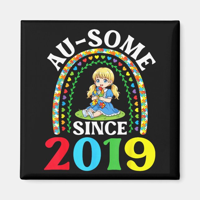 Autism Awesome Ausome Sedan 2019 Medvetenhet 7:e F Magnet (Framsidan)