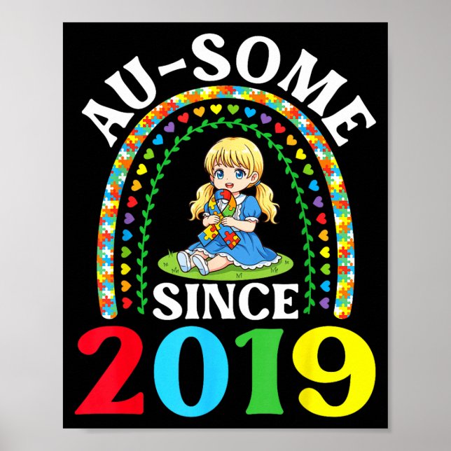 Autism Awesome Ausome Sedan 2019 Medvetenhet 7:e F Poster (Framsidan)