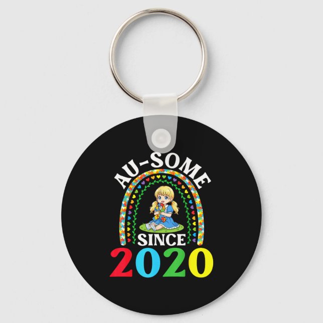 Autism Awesome Ausome Sedan 2020 Medvetenhet 6:e F Nyckelring (Framsida)