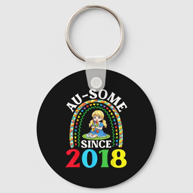 Autism Awesome Ausome Since 2018 Awareness 8th Bir Nyckelring (Framsida)
