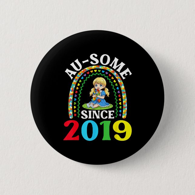 Autism Awesome Ausome Since 2019 Awareness 7th Bir Knapp (Framsida)