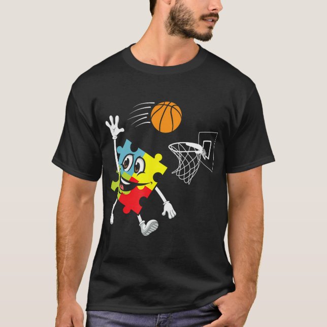 Autism Basketball Autism Warrior Basketball Player T Shirt (Framsida)