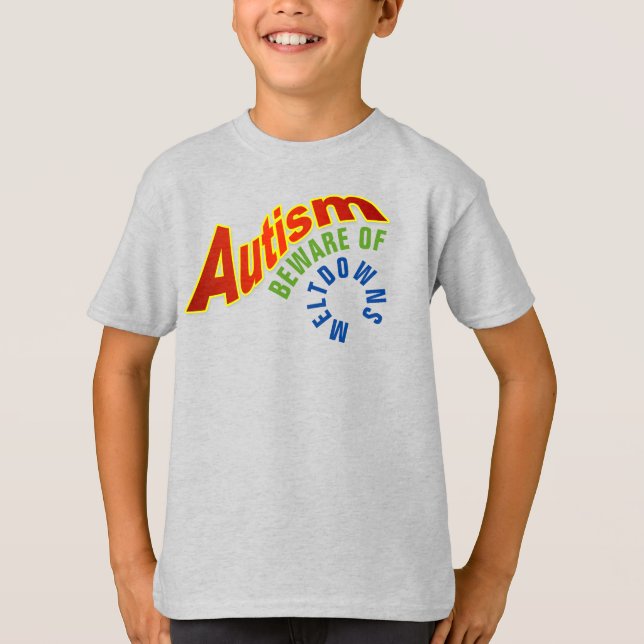 Autism Beakta Meltdowns Kids grundläggande T-Shirt (Framsida)