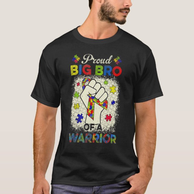 Autism Big Bro Autism Awareness Warrior Support T Shirt (Framsida)