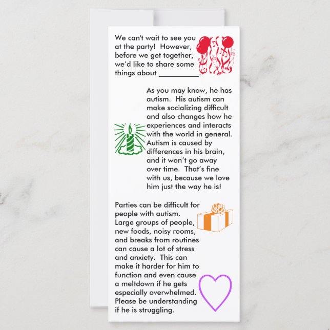 Autism Birthday Boy Flat Card (Framsida)