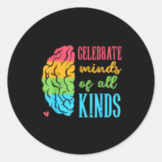 Autism Brain Celebrate Minds All Kinds Aware Men W Runt Klistermärke