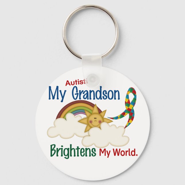 Autism BRIGHTENS MY WORLD 1 Grandson Nyckelring (Framsida)