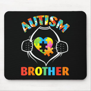 Autism Bror Superhjälte Pussel Hjärtan Medvetenhet Musmatta