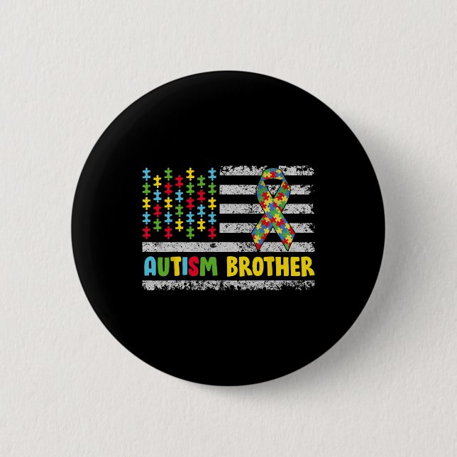 Autism Brother Autism Awareness Mamma Pappa USA fl Knapp (Framsida)