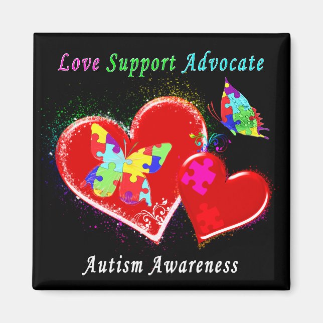Autism Butterflies in Hearts Magnet (Framsidan)