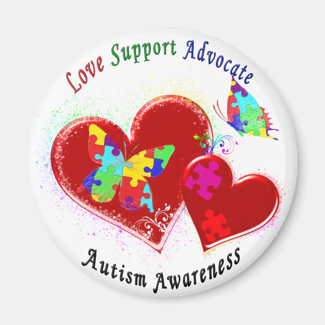 Autism Butterflies in Hearts Magnet (Framsidan)