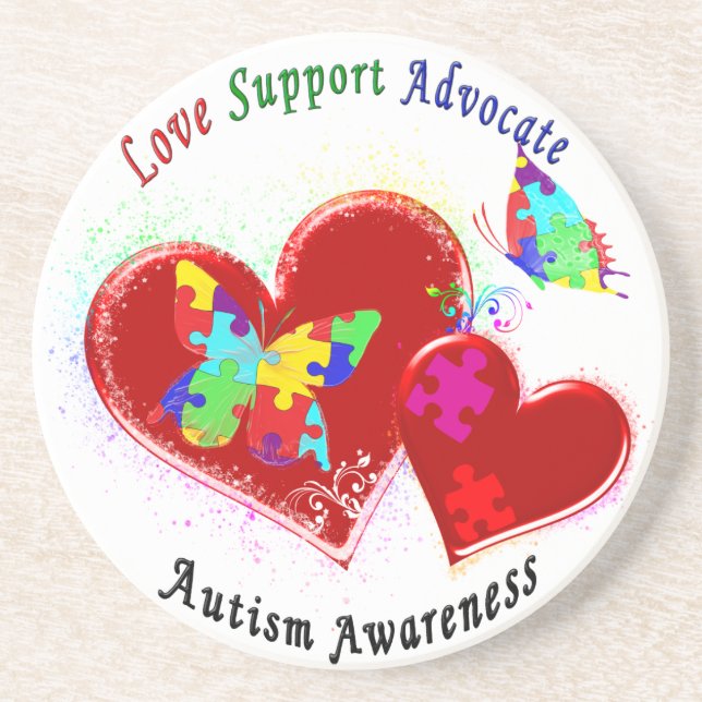 Autism Butterflies in Hearts Underlägg (Framsidan)