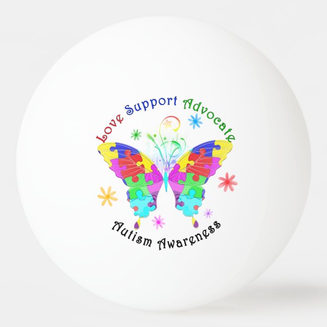 Autism Butterfly Pingisboll (Baksidan)