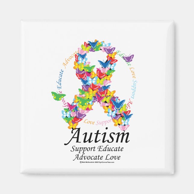 Autism Butterfly Ribbon Magnet (Framsidan)