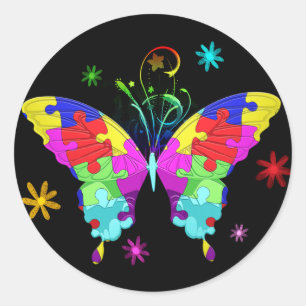 Autism Butterfly Runt Klistermärke