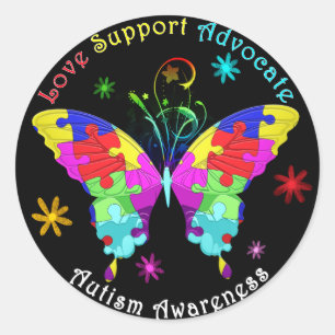 Autism Butterfly Runt Klistermärke