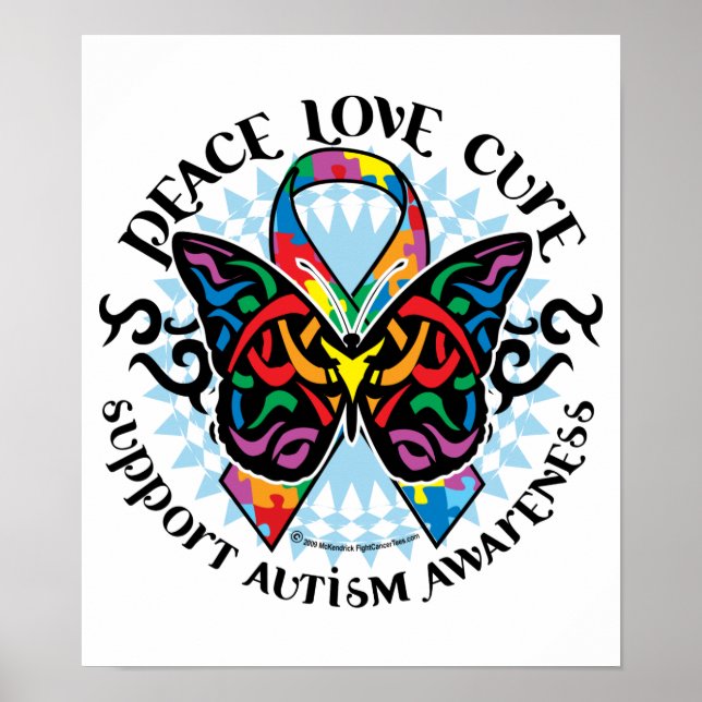 Autism Butterfly Tribal 2 Poster (Framsidan)