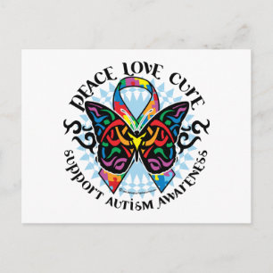 Autism Butterfly Tribal 2 Vykort