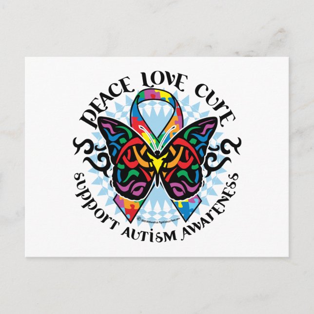 Autism Butterfly Tribal 2 Vykort (Framsida)
