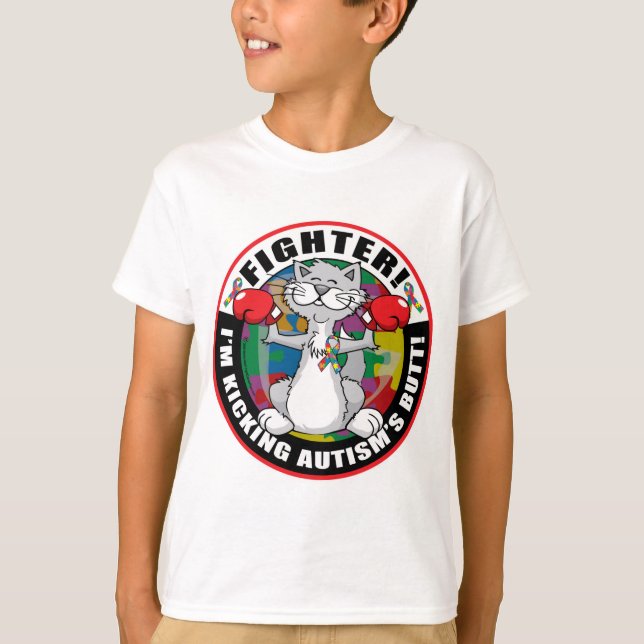 Autism Cat Fighter Tee Shirt (Framsida)