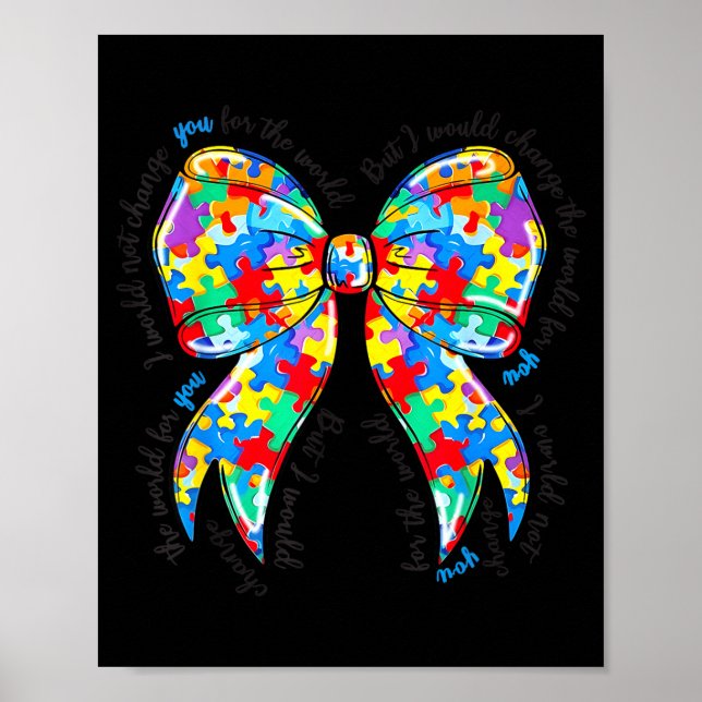 Autism Coquette Bow Pussel Autism Medvetenhet Stol Poster (Framsidan)