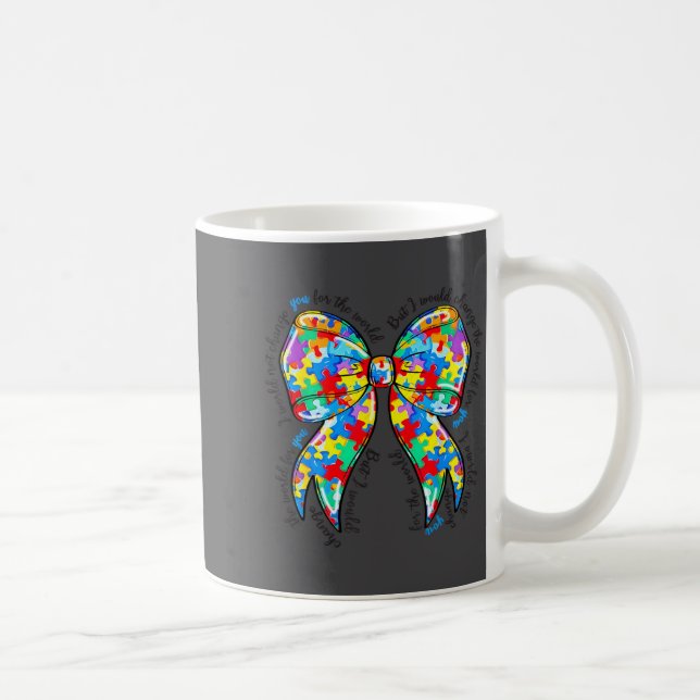 Autism Coquette Bow Puzzle Autism Awareness Proud  Kaffemugg (Höger)