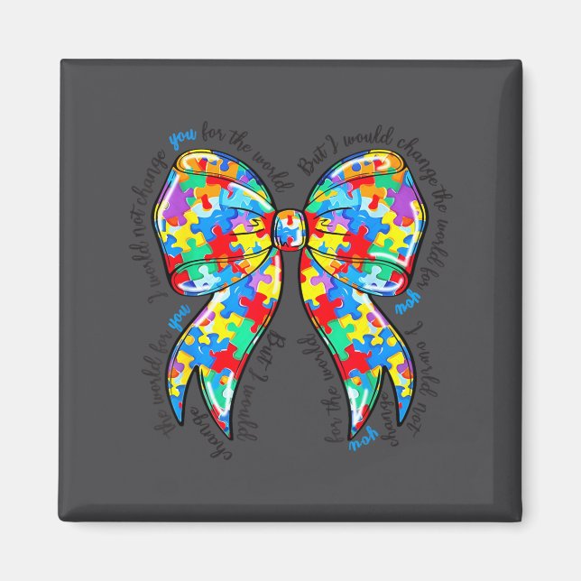 Autism Coquette Bow Puzzle Autism Awareness Proud  Magnet (Framsidan)