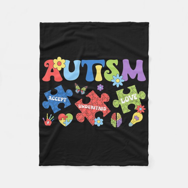Autism Coquette Bow Puzzles accepterar Kärlek Fleecefilt (Framsidan)