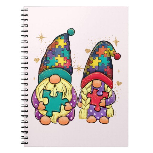 Autism Couple Gnome Anteckningsbok (Framsidan)