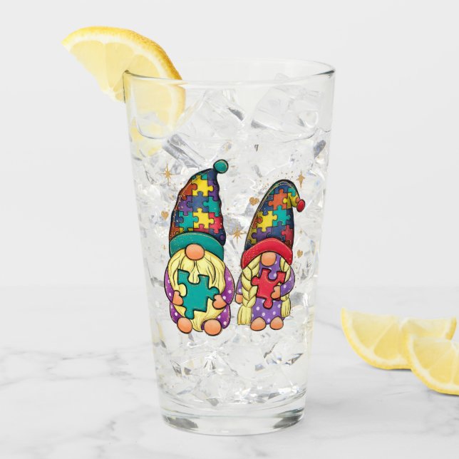 Autism Couple Gnome Glaskopp (Framsida Ice)