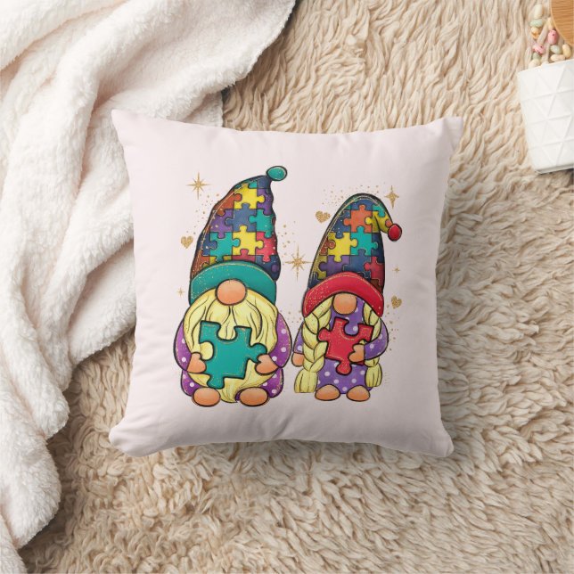 Autism Couple Gnome Kudde (Filt)
