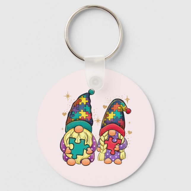 Autism Couple Gnome Nyckelring (Framsida)