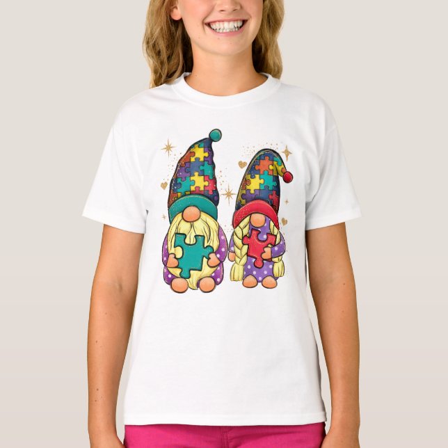 Autism Couple Gnome T Shirt (Framsida)