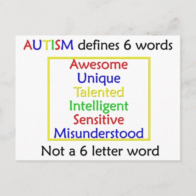 Autism definierar vykort (Framsida)