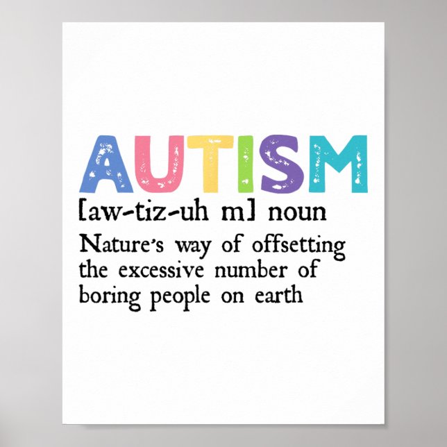 Autism Definition Autism Awareness Acceptance Gift Poster (Framsidan)
