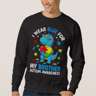 Autism Dinosaur Barn Jag Bär Blått För Min Bror Lång Ärmad Tröja