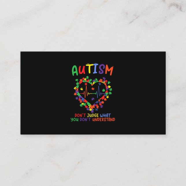 Autism dömer inte vad du inte förstår visitkort (Framsida)