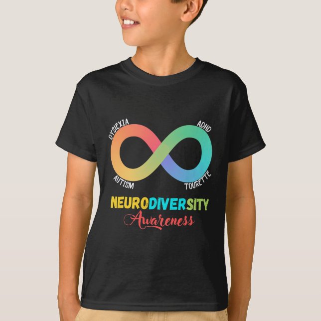 Autism Dyslexia Tourette Neurodiversity Awareness T Shirt (Framsida)