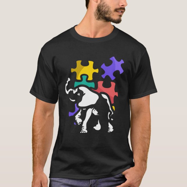 Autism elefant autist stöd ASD T Shirt (Framsida)