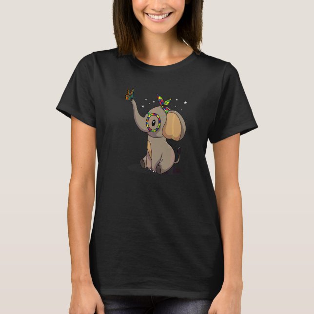Autism Elefant Glas Ögonblicksbild Mom Barn T Shirt (Framsida)