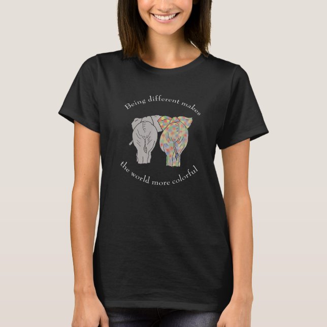 Autism Elefantdifferensen är färgstark T Shirt (Framsida)