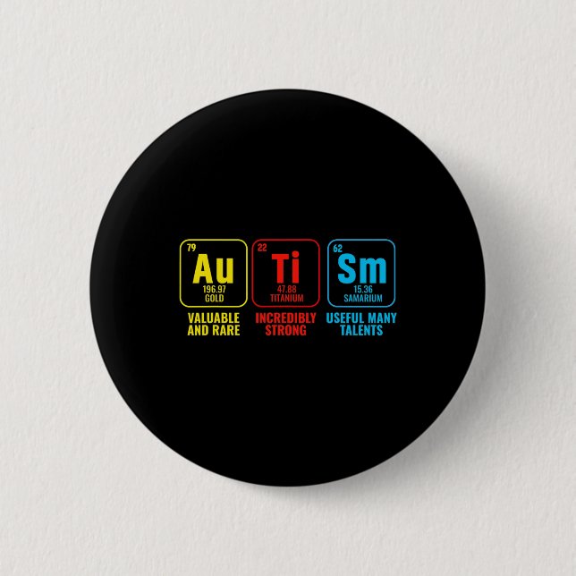 Autism Element Periodiska Tabellen Medvetenhet Asd Knapp (Framsida)