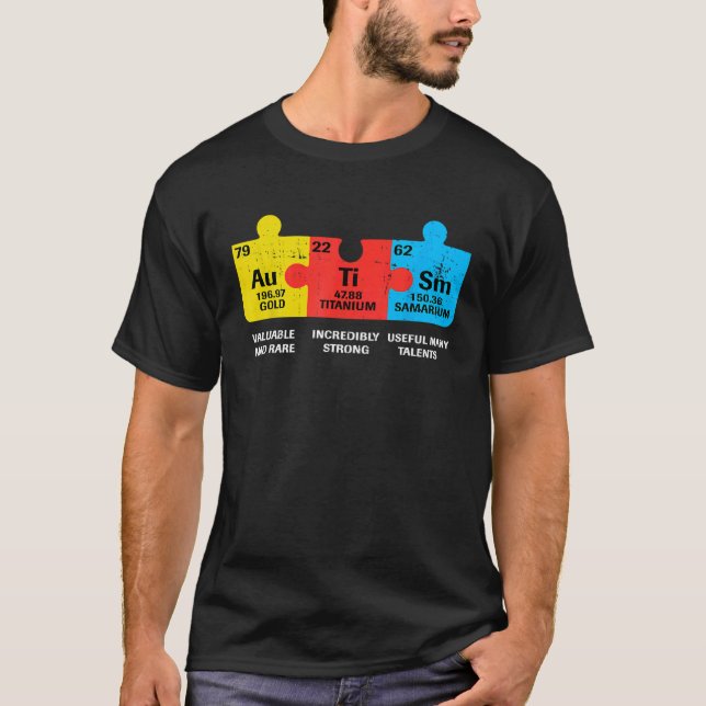 Autism Element Periodiska Tabellen Medvetenhet ASD T Shirt (Framsida)