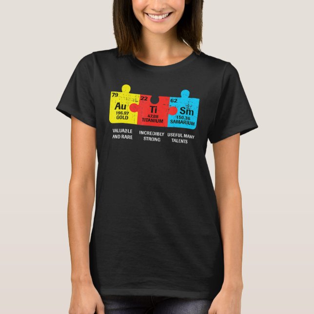Autism Element Periodiska Tabellen Medvetenhet ASD T Shirt (Framsida)