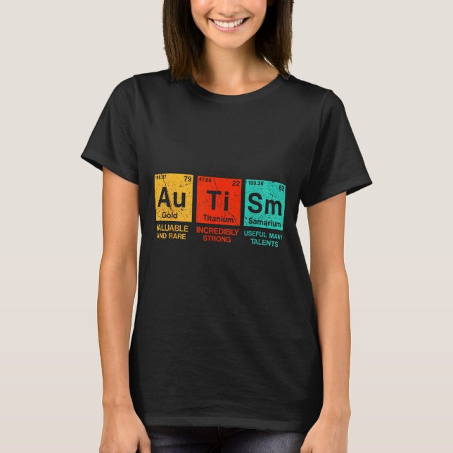 Autism Element Periodiska Tabellen Medvetenhet Asd T Shirt (Framsida)