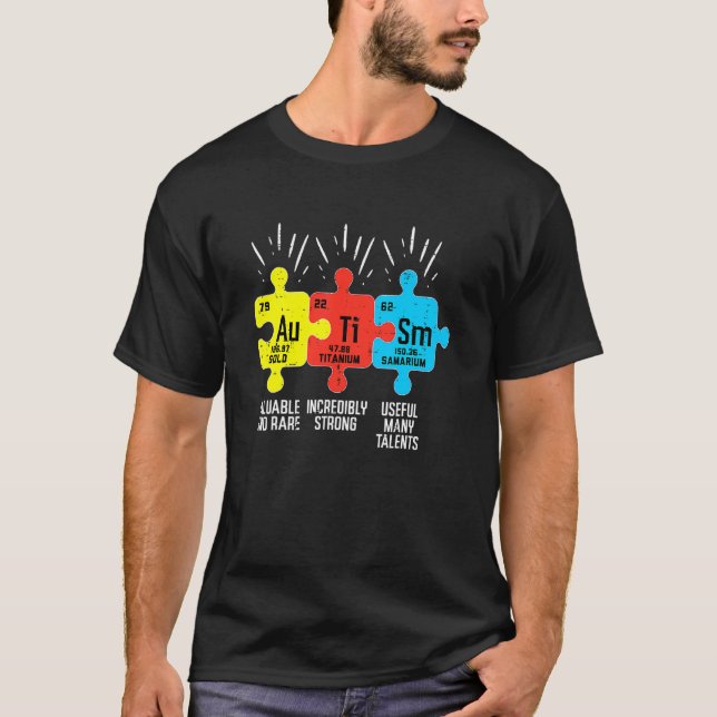 Autism Element Periodiska Tabellen Medvetenhet Asd T Shirt (Framsida)