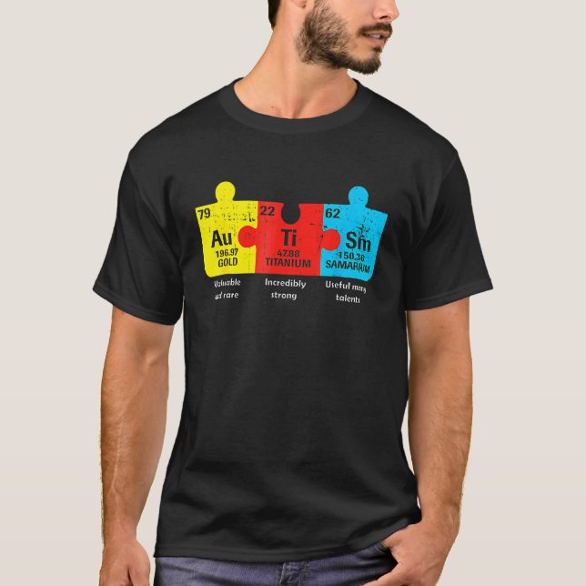 Autism Element Periodiska Tabellen Medvetenhet Asd T Shirt (Framsida)