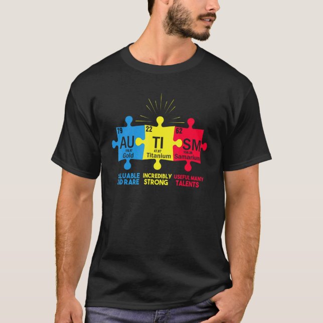 Autism Element Periodiska Tabellen Medvetenhet ASD T Shirt (Framsida)
