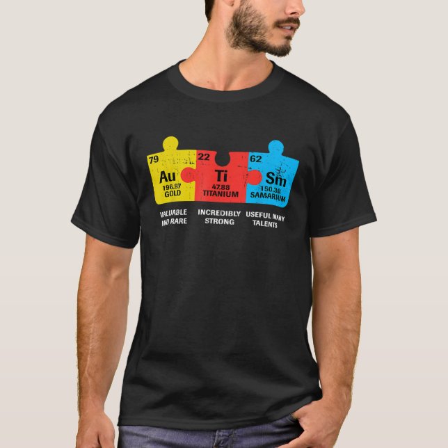 Autism Elements Periodic Table Awareness ASD Men W T Shirt (Framsida)
