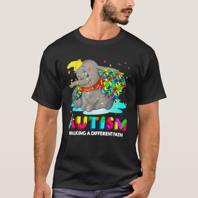 Autism Elephant Dumbo Walking A Different Path Aut T Shirt (Framsida)